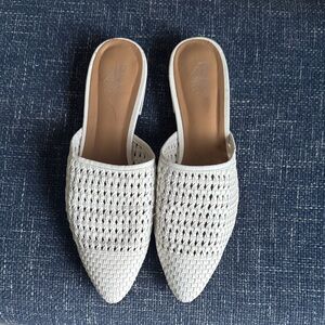 Elegant White Woven Mules by Franco Sarto